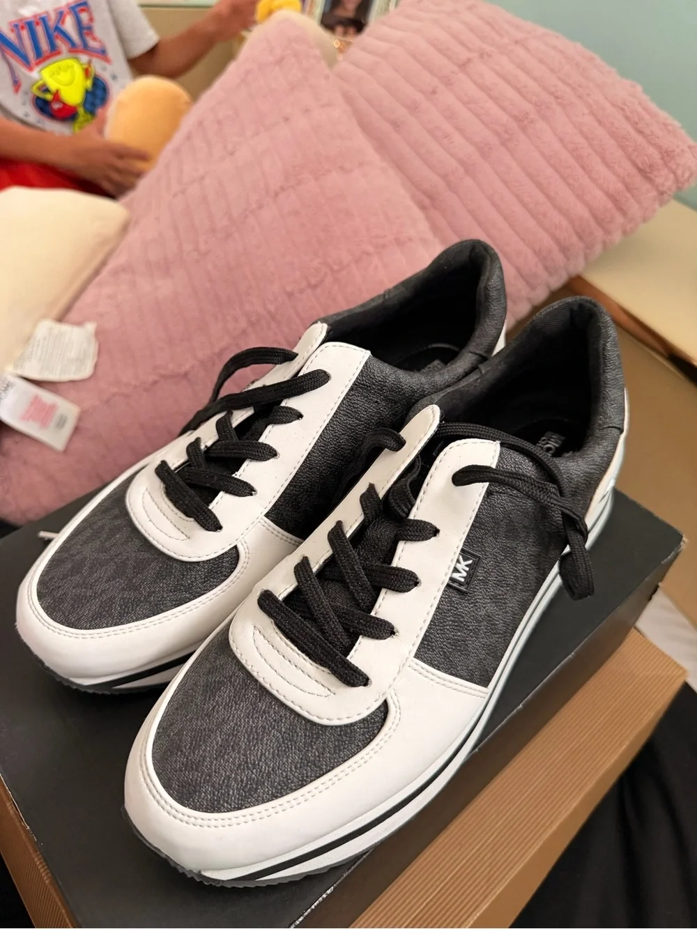 Michael Kors Black and White Men's Lace-Up Sneakers